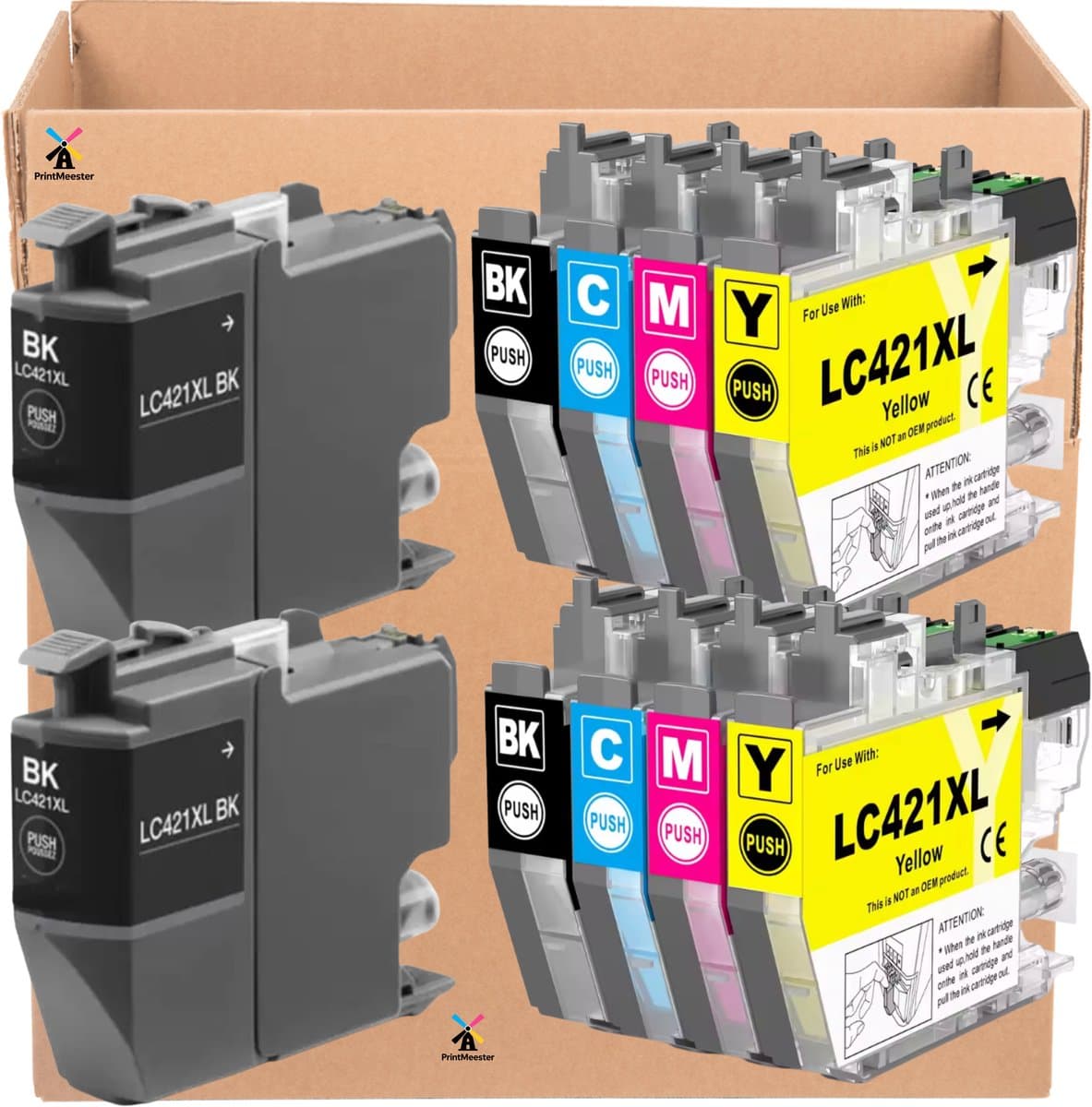 10 compatibele Inktcartridges voor Brother LC421 LC421XL LC421 XL Brother DCP-J1050DW / DCP-J1140DW / MFC-J1010DW GROTE CAPACITEIT XL (4+2+2+2) LC-421XL LC-421 XL