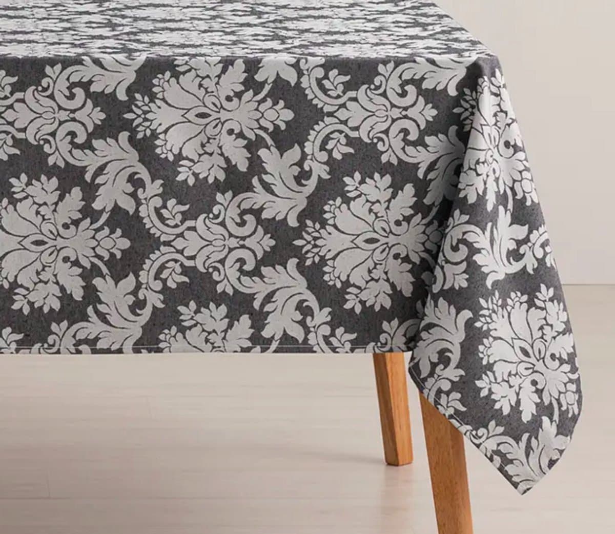 Damast Tafellaken Jacquard French Ivy 140x200 Anthraciet – Vlekbestendig Waterafstotend Tafelkleed Klassiek Stijlvol Duurzaam