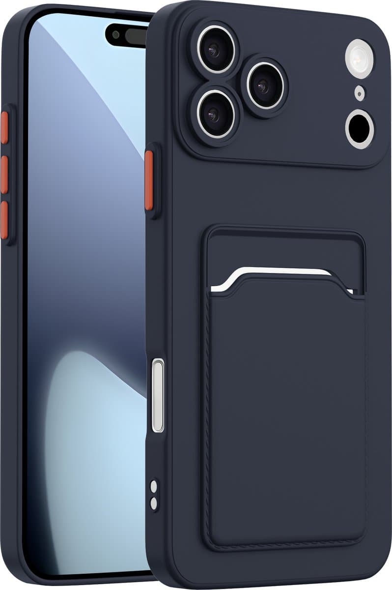 ShieldCase back cover hoesje met pasjeshouder & camerabescherming geschikt voor iPhone 17 Pro (donkerblauw) – sterke case met kaarthouder, premium bescherming en slank design