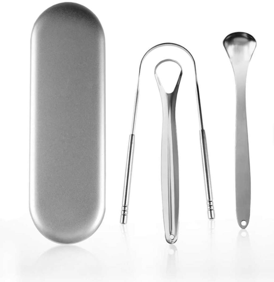 Tongschraper - 3 in 1 - voor Mondverzorging - Tongreiniger - Tong Schraper - Tongue Scraper - RVS