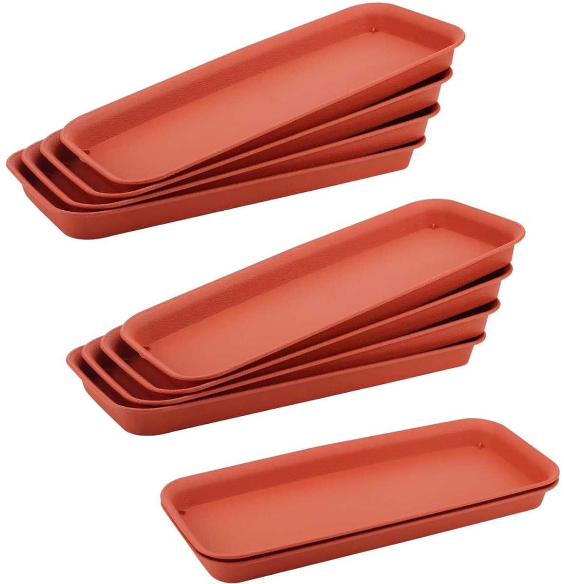 10pcs Rectangular Plant Drip Tray - 39.5x17x3cm - Brick Red Flower Box - Plastic Plant Pot Saucers voor Potted Plants - Tuinaccessoires
