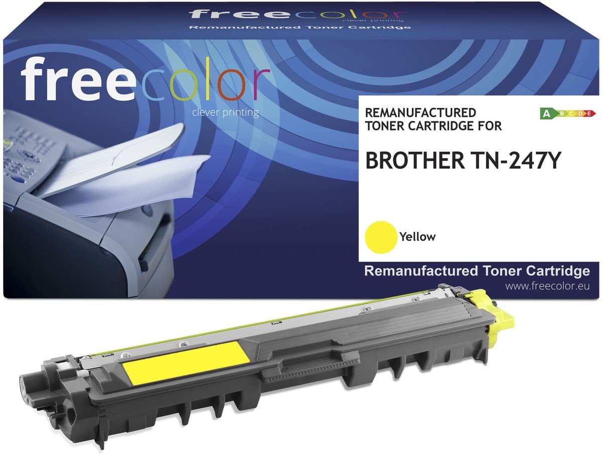 Freecolor - Vervangt Brother TN-247Y Toner - Geel - 2.300 pagina's - Compatible