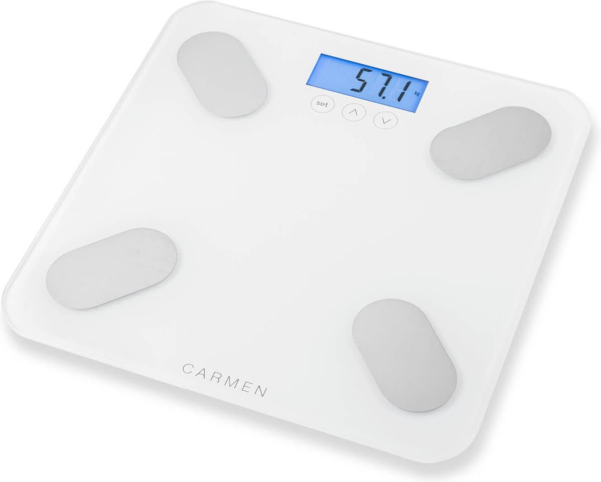 Carmen CBS0301W - Personenweegschaal - Weegt tot 180 KG - Digitaal - Lichaamsanalyse BMI - Geheugen tot 10 gebruikers - Wit
