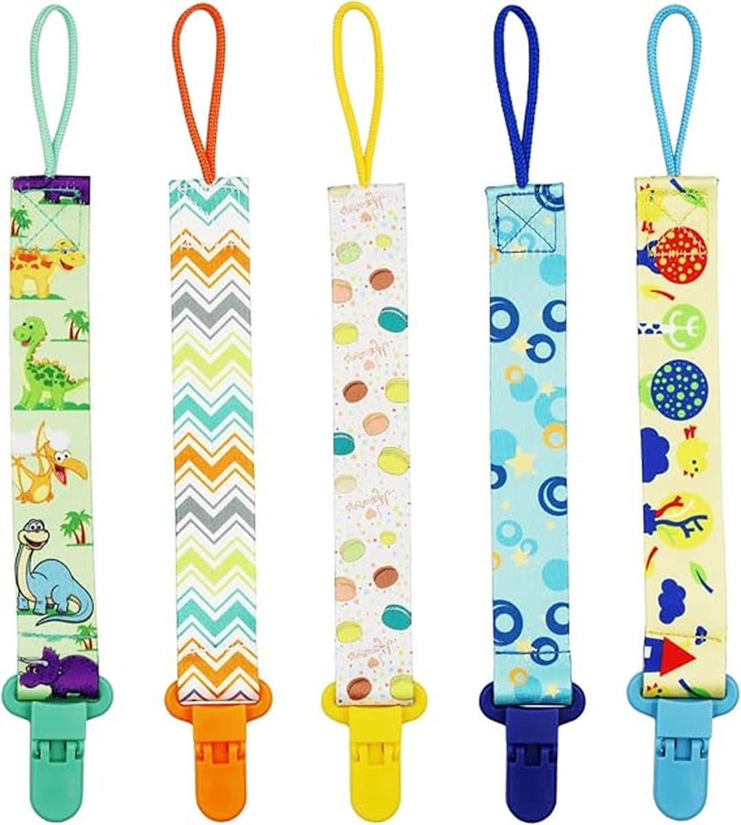 Fopspeenclip voor baby's, 5 stuks, meerkleurig, fopspeenhouder, speenclip voor baby's, jongens en meisjes (blauw)