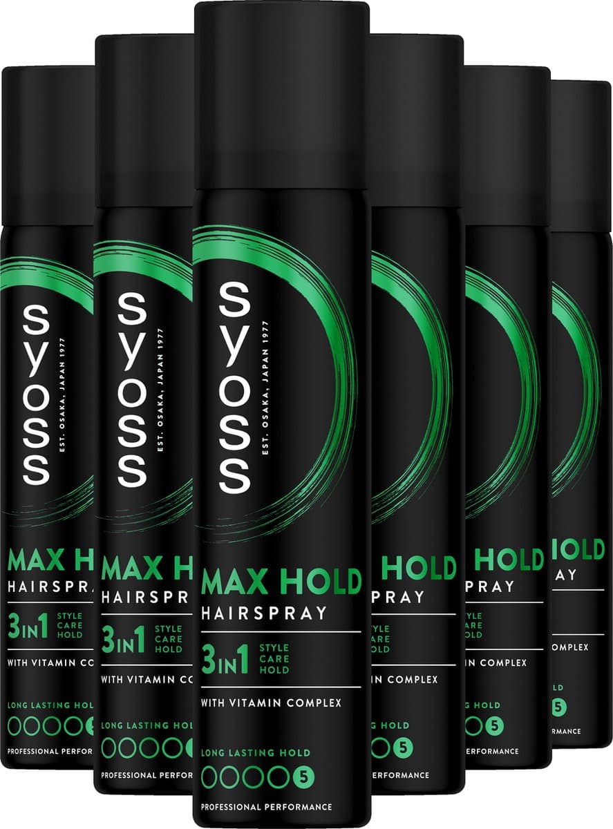Syoss Max Hold - Haarspray - Styling, Verzorging, Herstel - Sterke Fixatie - 48u Hold - Vochtbestendig - Voordeelverpakking - 6x 300ml
