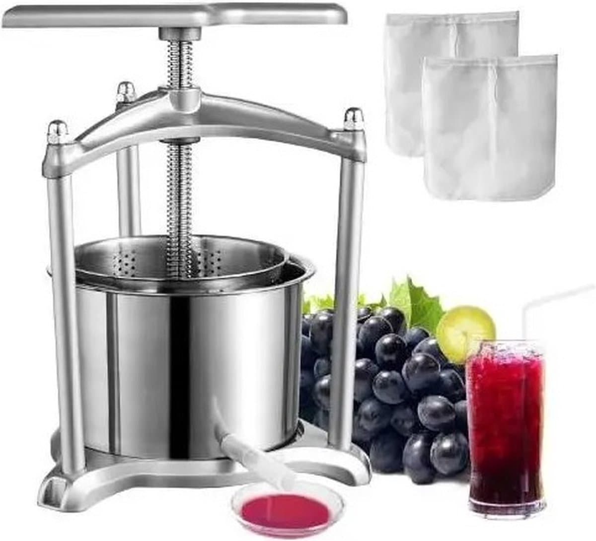 Mygroot - WijnPers - Fruit - Wijn Persmaker- Rvs - Huishoudelijke Natuur- Groenten Sap Maken Machine - Voor Thuis Keuken.