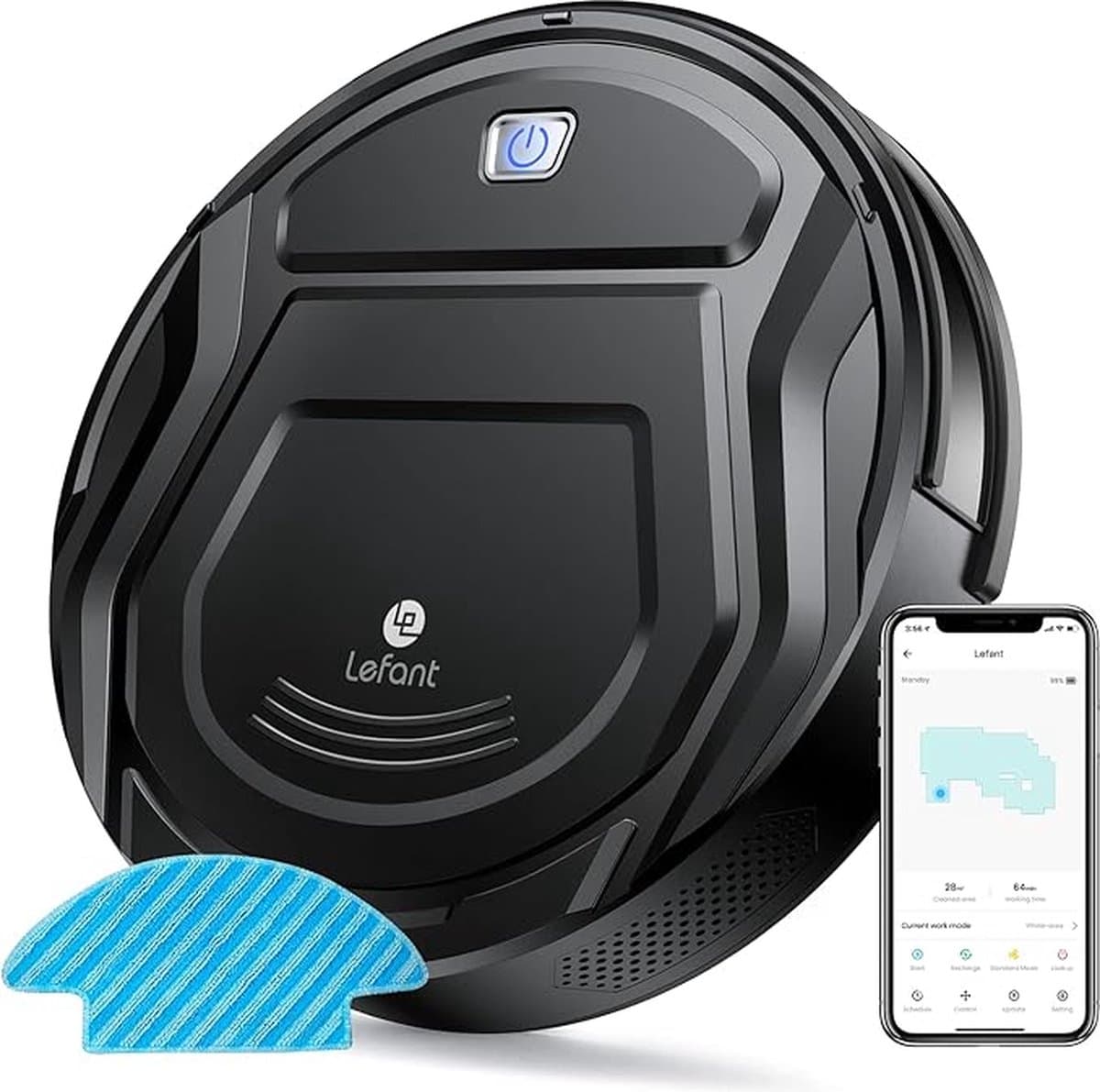 Lefant - Robotstofzuiger Met Dweilfunctie - Robotstofzuiger Met Laadstation - Alexa Stem Besturing - Robotstofzuiger Huisdieren - Stille Schoonmaak - 6 Schoonmaak Standen