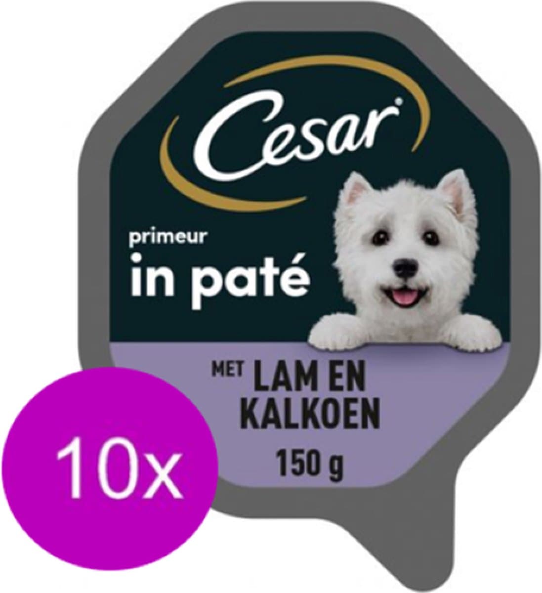 10x Cesar Classic Kuipje Paté Lam & Kalkoen - Hondenvoeding - 150g