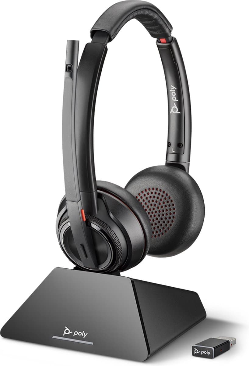 Plantronics Savi W8220 On Ear reserve headset en cradle