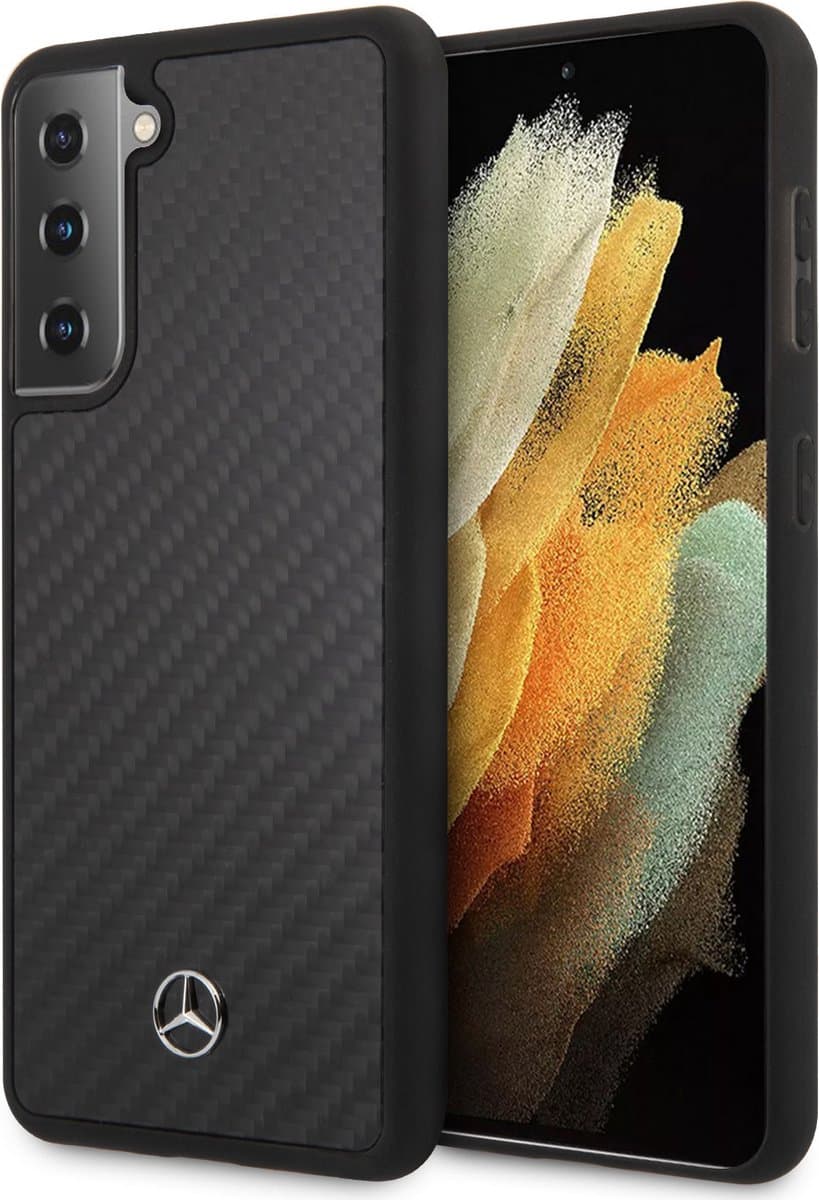 Mercedes-Benz Backcase hoesje geschikt voor Samsung Galaxy S21+ - Effen Zwart - Carbon