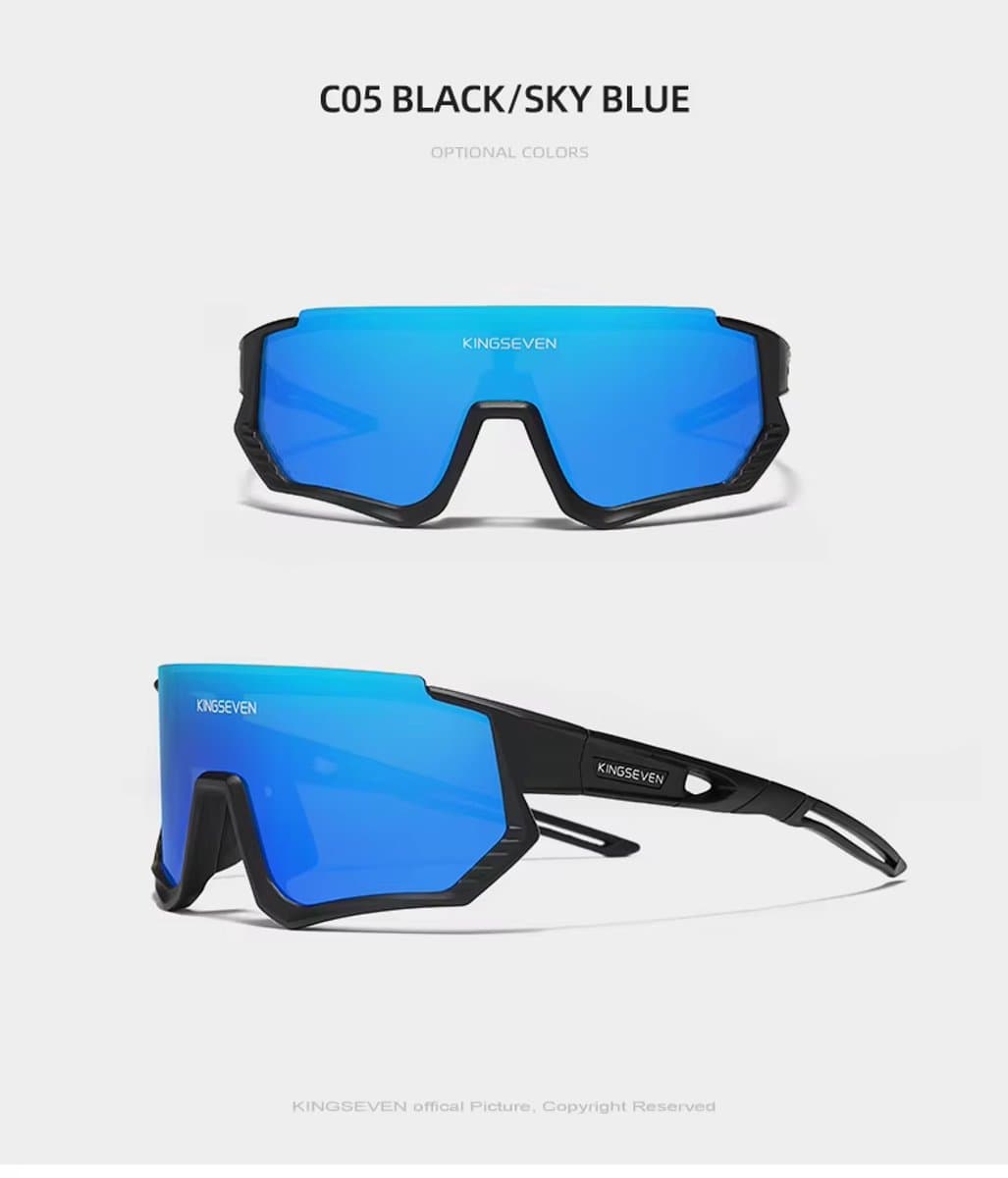 Kingseven Wielren Zonnebril UV400 – Licht Blauw Spiegelglas