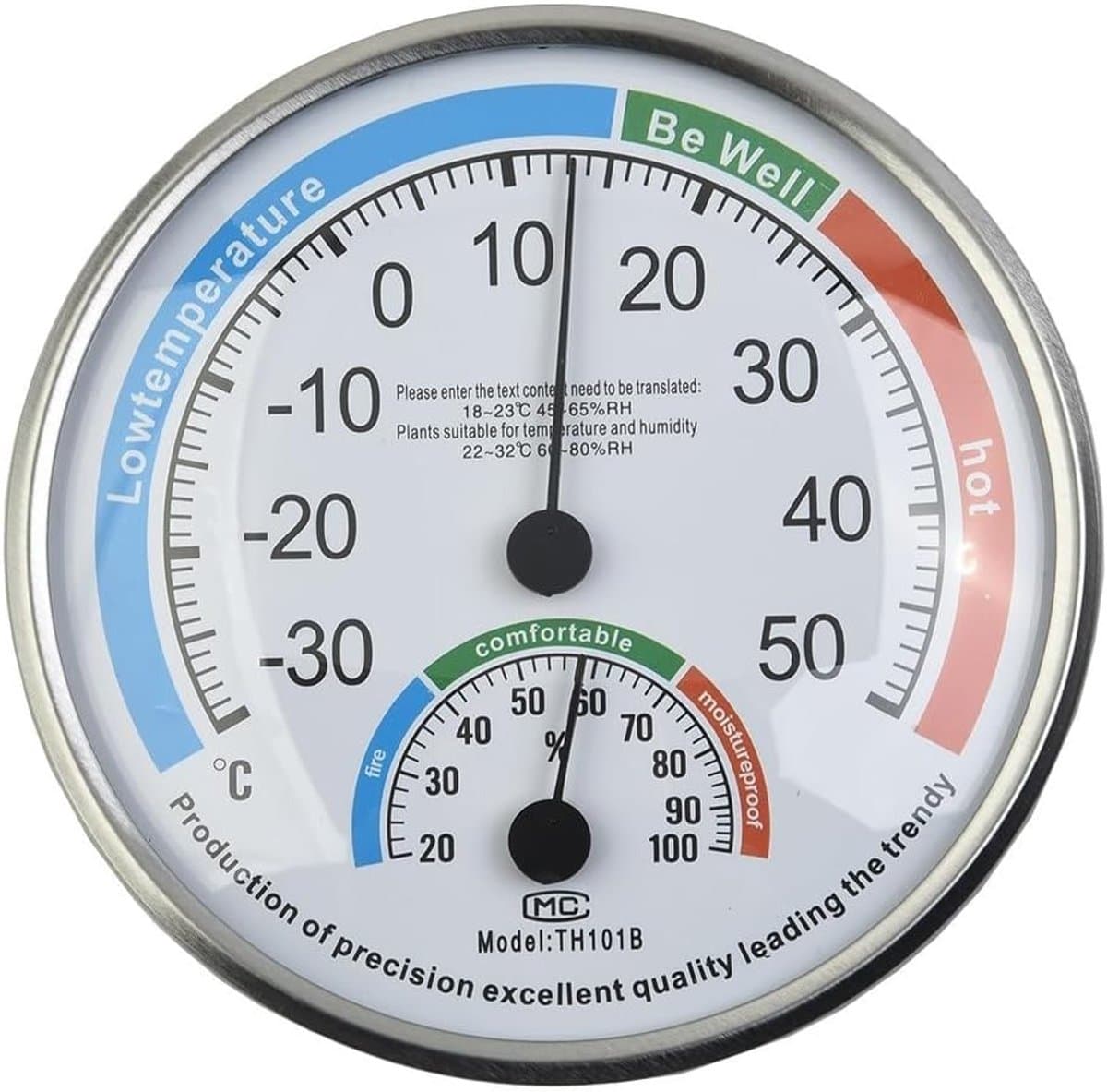 Thermo-Hygrometer - Klimaatmeter Kamer - Binnenklimaat Monitoren - Analoge Weergave - 13 cm Diameter - Wit