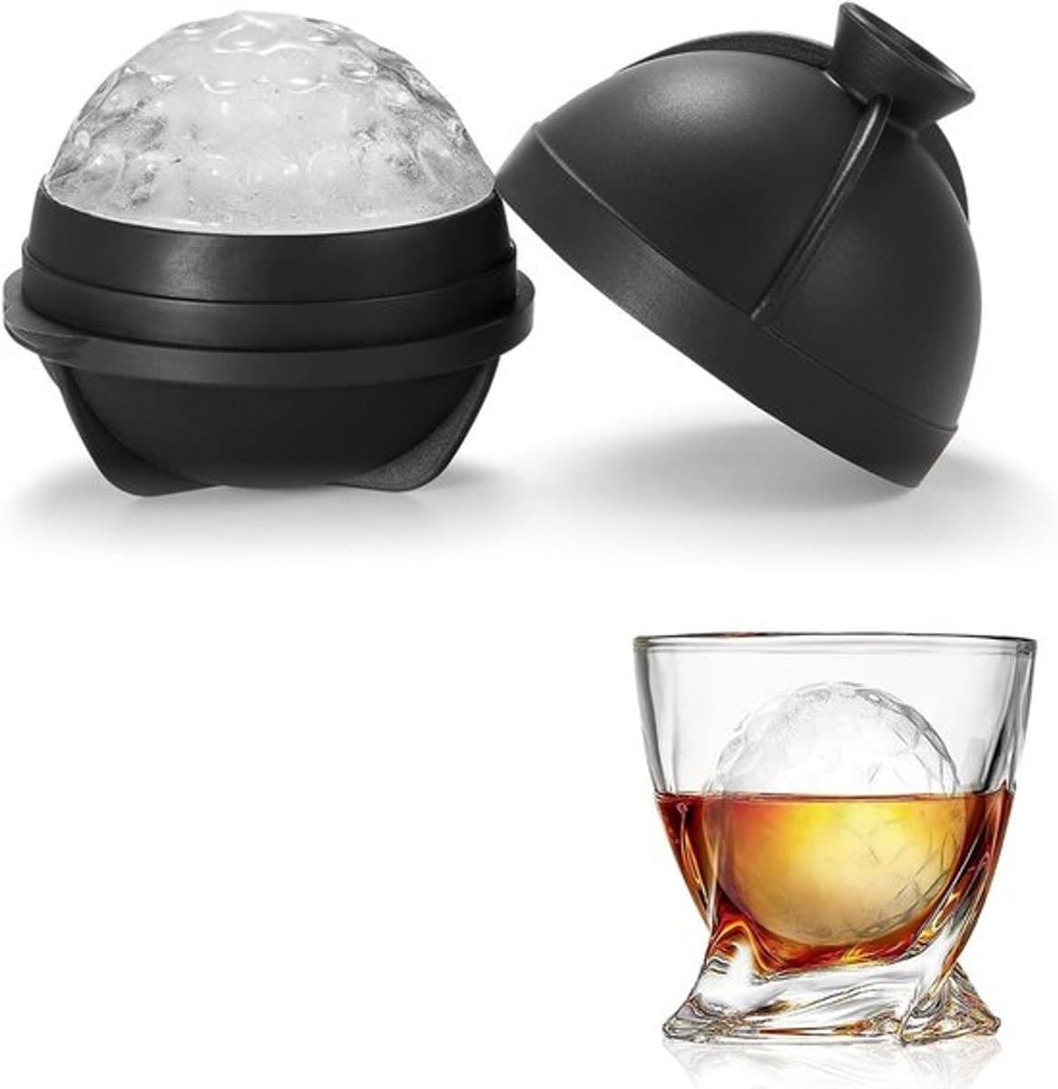 Siliconen IJsbalmaker Vorm - Herbruikbare IJsblokjesvormen 6,5 cm - Grote golfvormige loslaat - Whisky, cocktails en Bourbon - Voedingsveilig en BPA-vrij