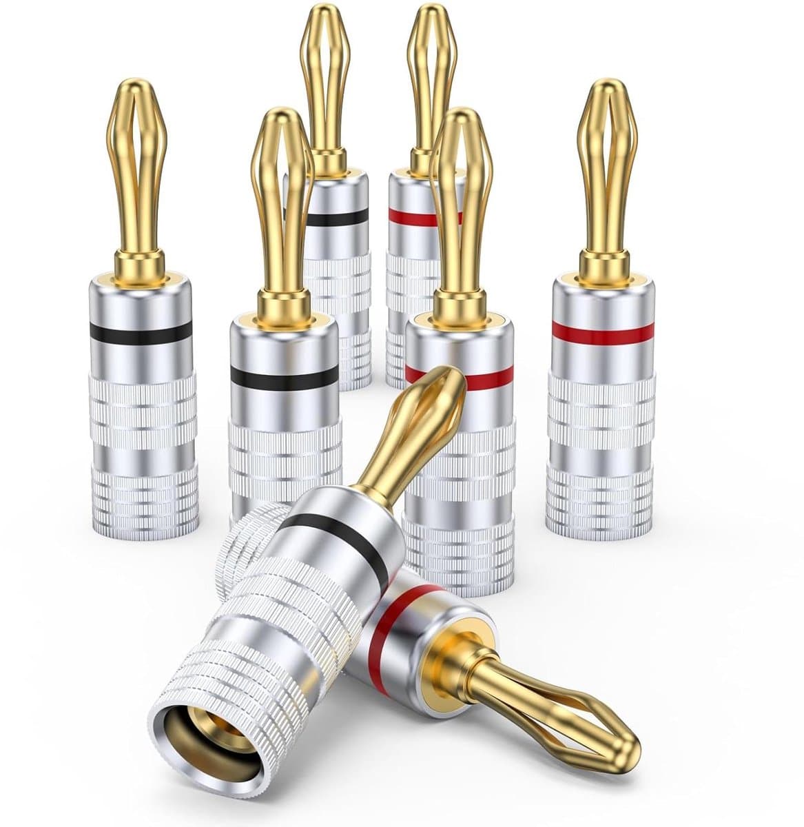 Banaanstekkers - Luidspreker Connectoren - Audio Aansluiten - Vergulde Connectie - 4 Paar - Goud
