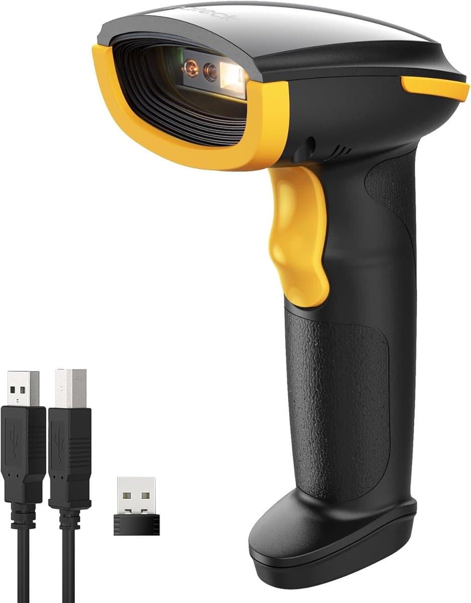 Inateck BCST-23 Barcodescanner, bluetooth, 1D, 2D QR codescanner, draadloos, 1 keer opladen, 3 maanden, draadloze handscanner met app en SDK