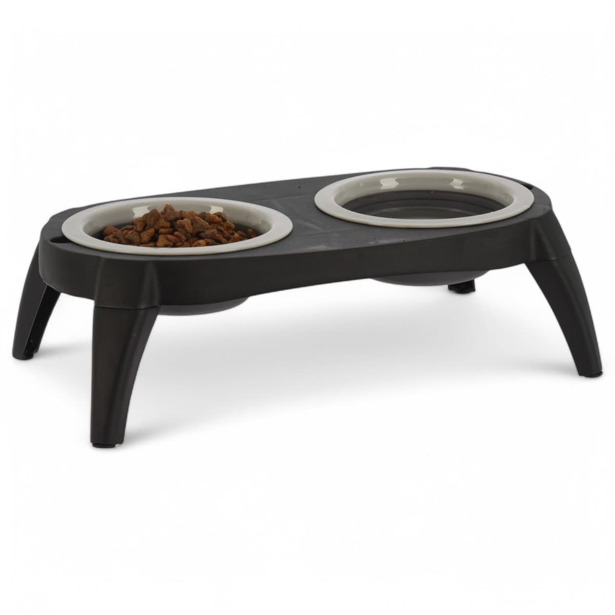 Dierenvoederschalen met houder, verhoogde voederschalen voor honden en katten, antislip, 500 ml, diameter 17 cm, in hoogte verstelbare kommen, kunststof, 40 x 21 x 12 cm