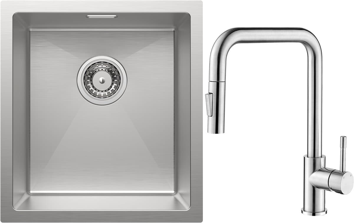CECIPA max Spoelbak Keuken 40x44CM - Gootsteen RVS - Spoelbakken Keuken Met Premium Keukenkraan - Wasbak Keuken - Enkele Spoelbak - Spoelbakken met afdruip - RVS