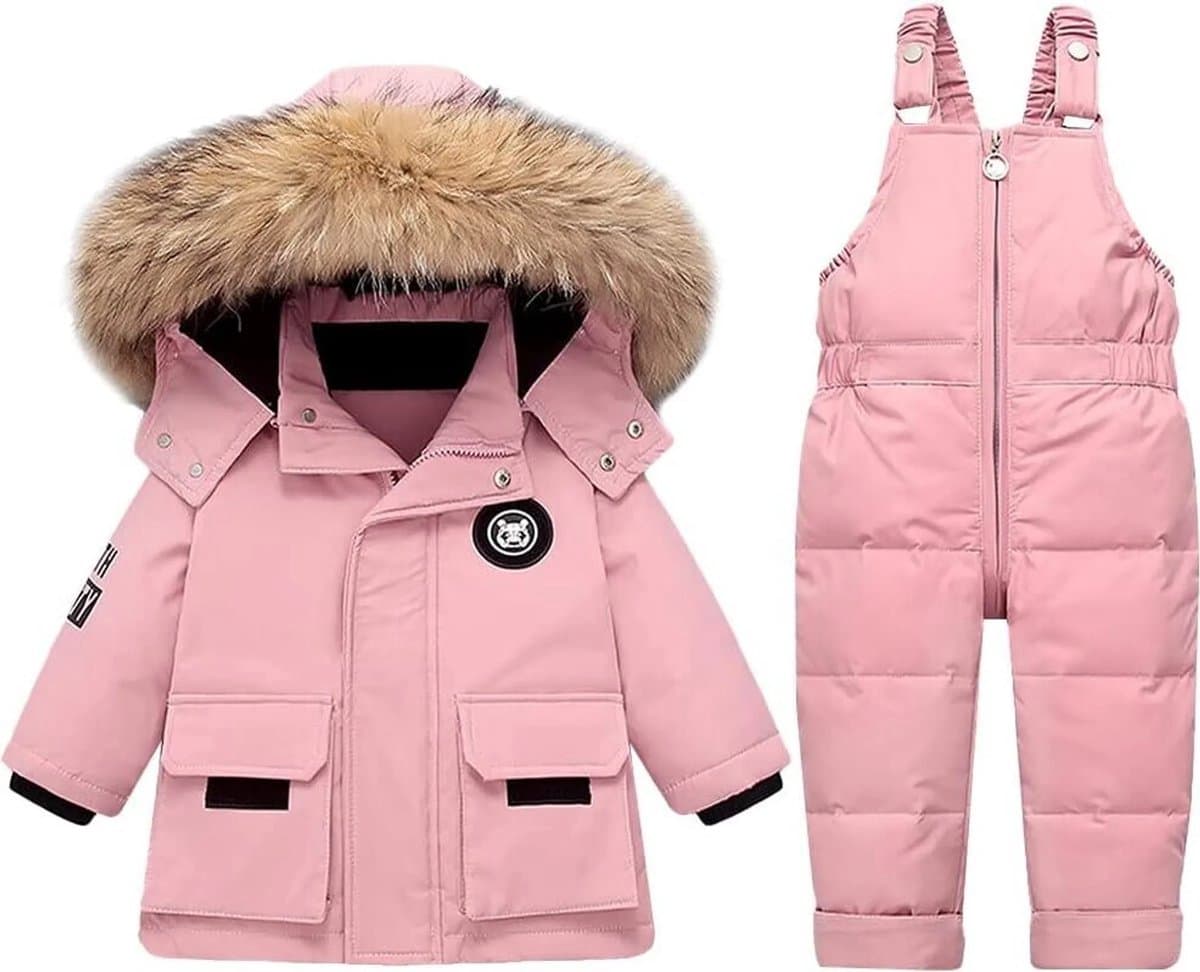 casalora® - skipak - skipak baby - winterpak voor baby - ski-donsjack pak - winddicht - warm - Tops en broeken 2STUKS - Geschikt voor jongens en meisjes Sneeuwpak - Roze - maat 100