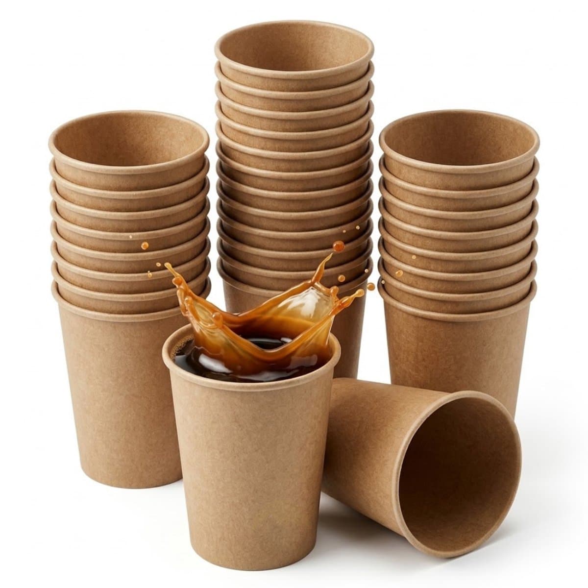 KURTT 200x Koffiebekers to go (extra stevig) - Koffiebeker karton bruin - 8oz/200ml - drinkbekers, wegwerpbekers, papierenbeker