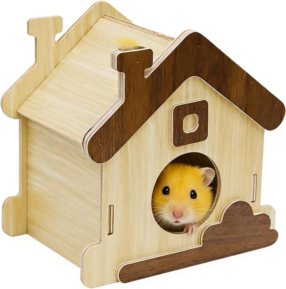 Egelhuis Natuurlijk - Dierenhuisje Hut - Kooi Verrijking - Diervriendelijk Ontwerp - 22x17x5 cm - Bruin