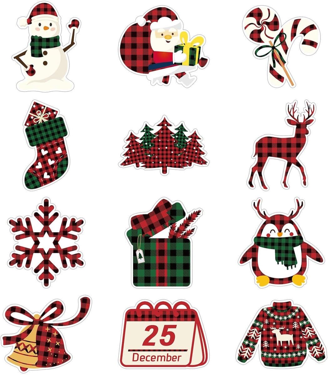 Dailygoods- Koelkastmagneten 12 Stuks - Kerstmagneten - Zachte Rubber - Sneeuwman/Kerstman - Vakantiemagneten - Decoratie voor Kerstfeest - Magneten