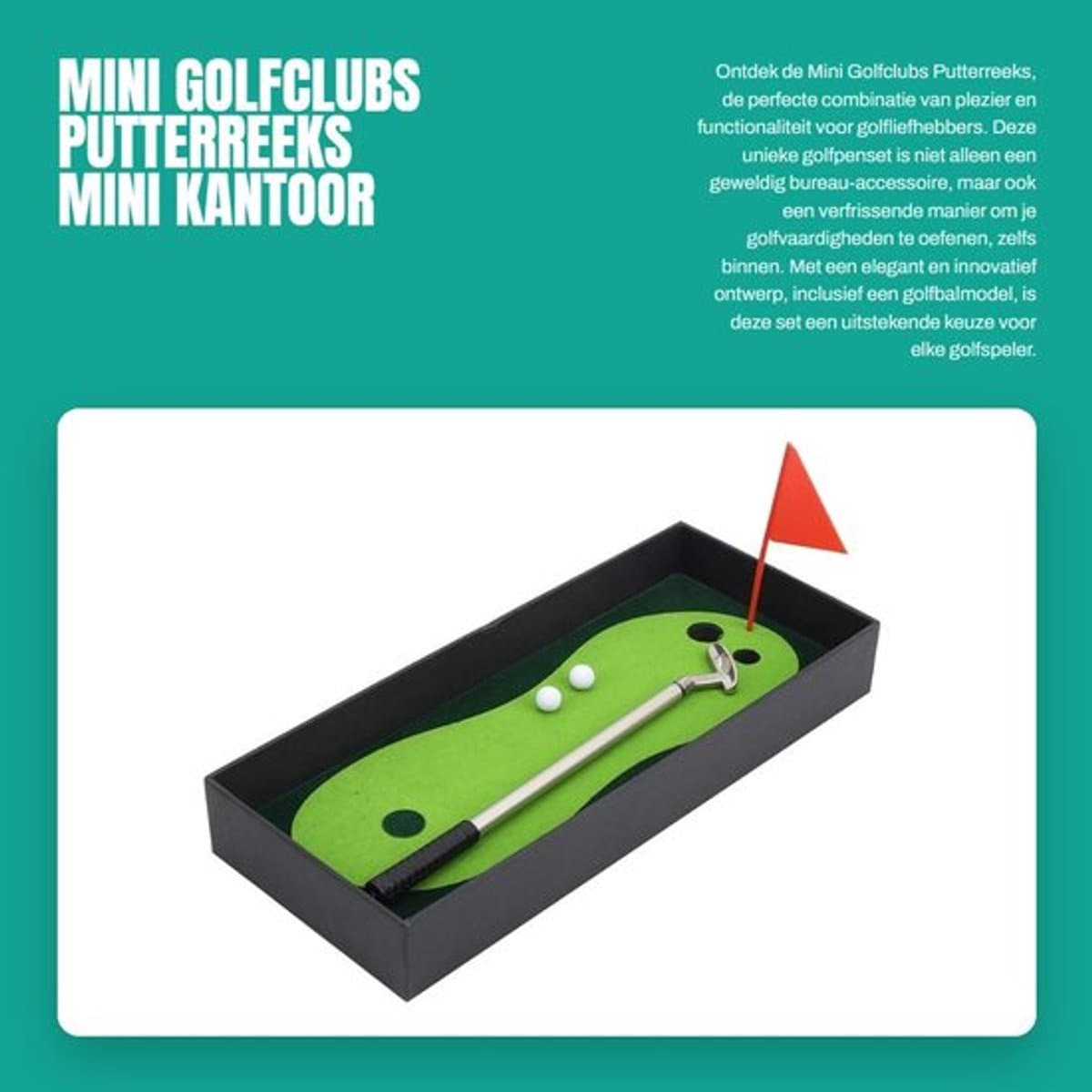 Golfputter Mini Oefenset - Golfpen - Mini Golfbal - Indoor Golfmat - Desk Games - Duurzaam Ontwerp - Minigolfset