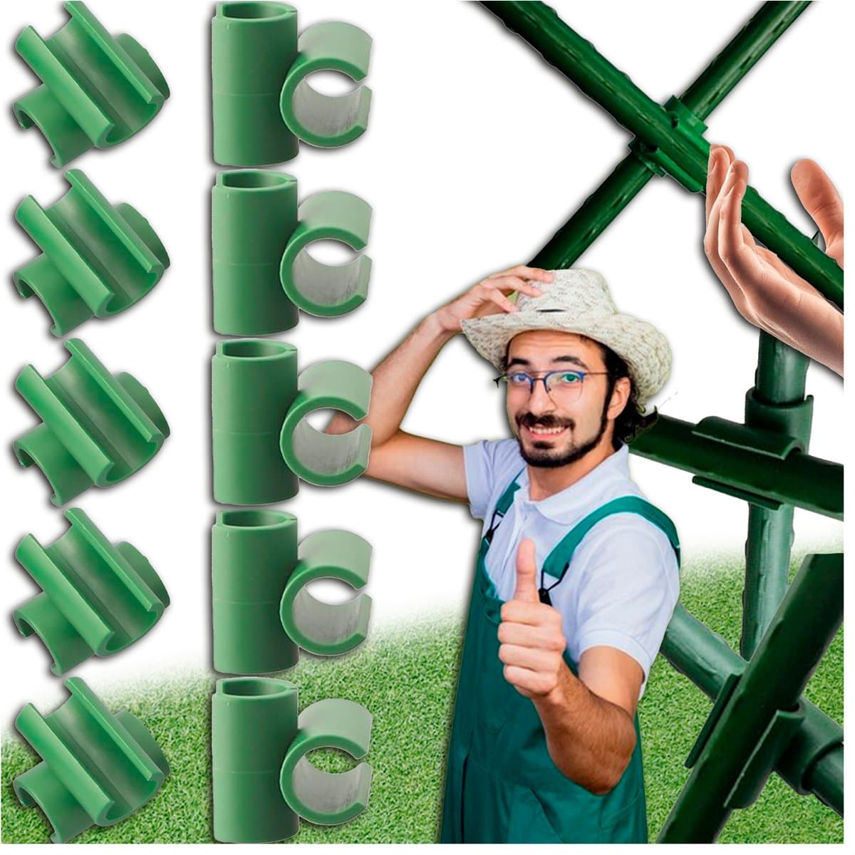 Merkloze Hoekverbinders voor Tuinstokken - 10 Stuks, 11mm
