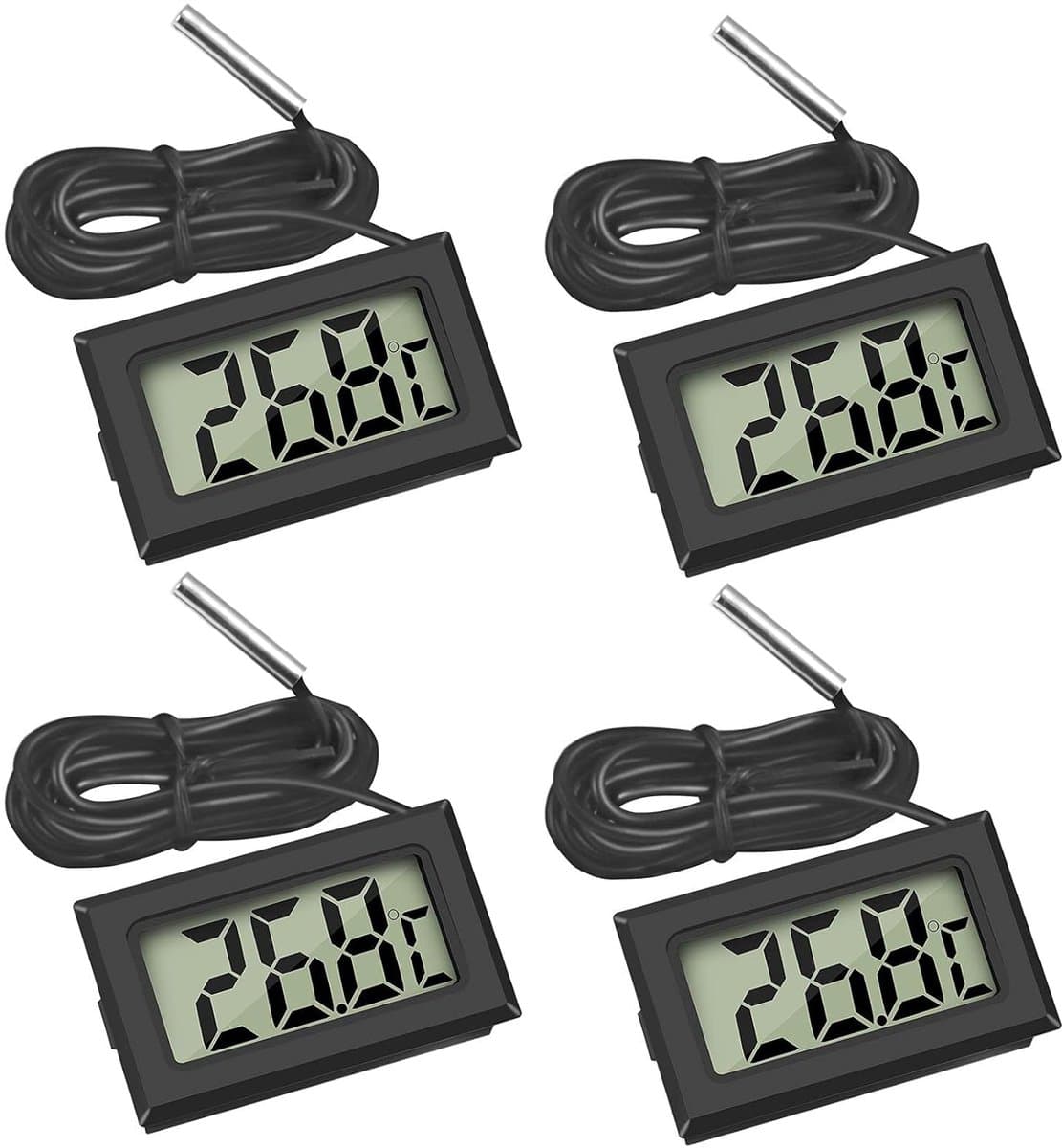 Digitale lcd-thermometer, temperatuurmonitor met externe sensor, voor koelkast, vriezer, aquarium