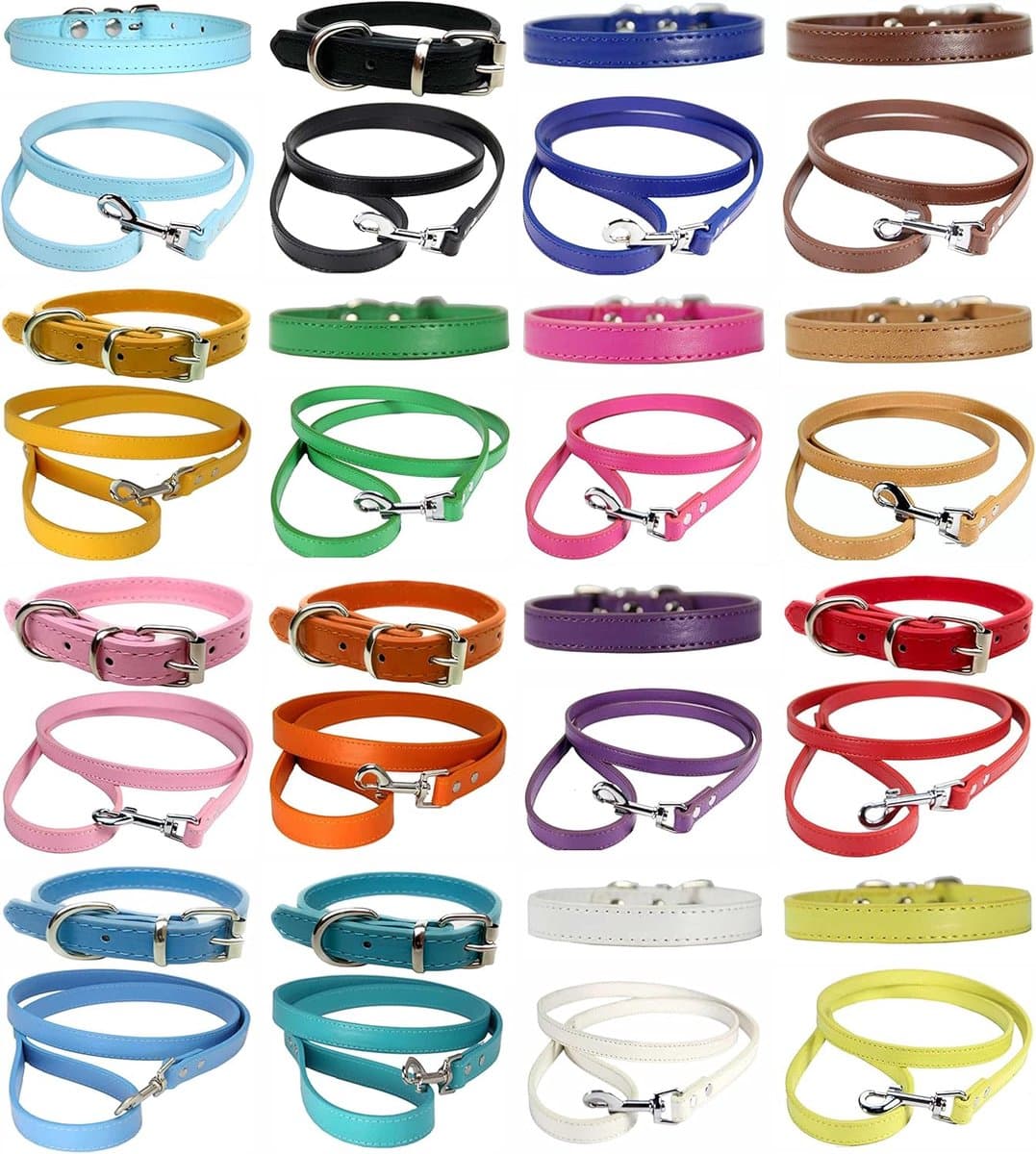 Thijox - Levendige Lederen Hondenhalsband & Lood Combo Set voor Puppy, Honden Klein, Medium en Groot (36cm - 46cm Nek), Donkerbruin, Perfect voor Wand