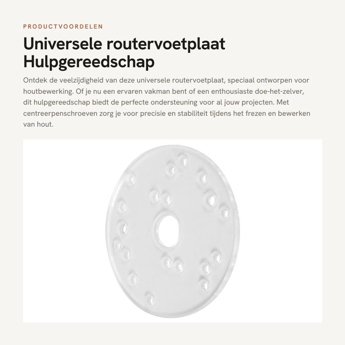 Dailygoods - Universele routervoetplaat - Hulpgereedschap houtbewerking - Praktisch en functioneel - 16,5 x 7,5 cm - Centreerpenschroeven - Geschikt v...