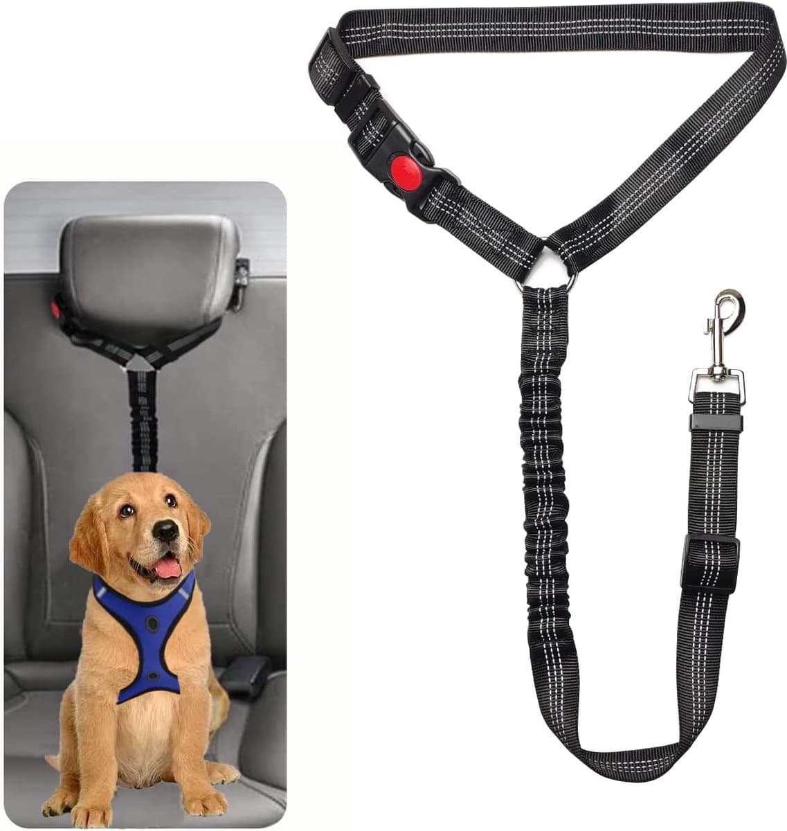 Thijox - Veiligheidsgordel voor honden in de auto - Hondenautoharnas voor kleine en middelgrote honden - Zwart - Veilig en comfortabel tijdens het rij