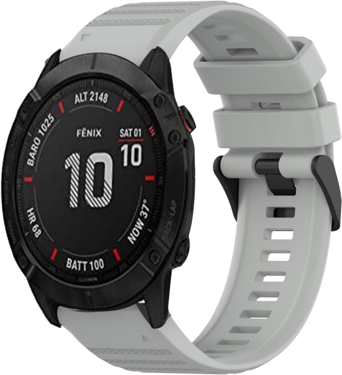 Voor Garmin Fenix 6X 26mm Horizontale Textuur Siliconen Horlogeband met Removal Tool (Grijs)