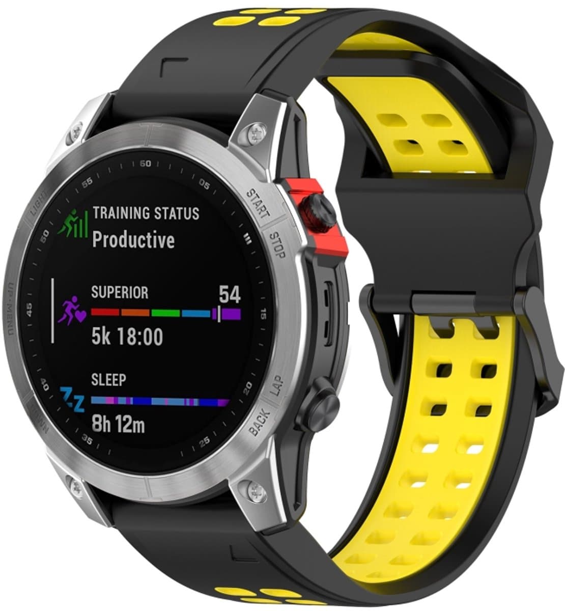 Voor Garmin Fenix 7S/6S/5S Tweekleurige siliconen horlogeband (zwart geel)