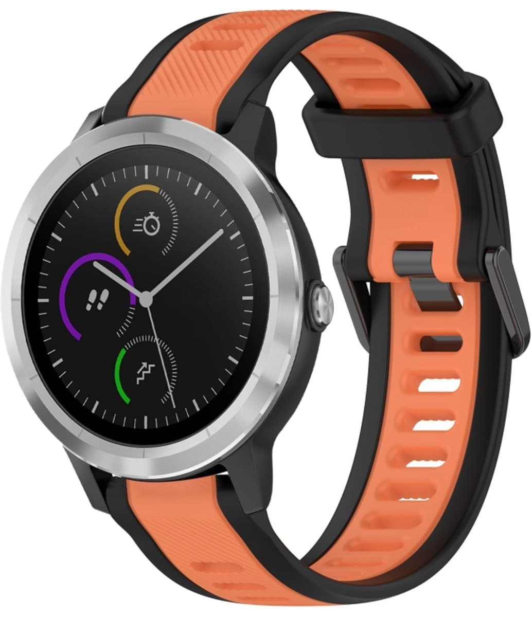 Voor Garmin Vivoactive 3 20 mm tweekleurige siliconen horlogeband met textuur (oranje + zwart)