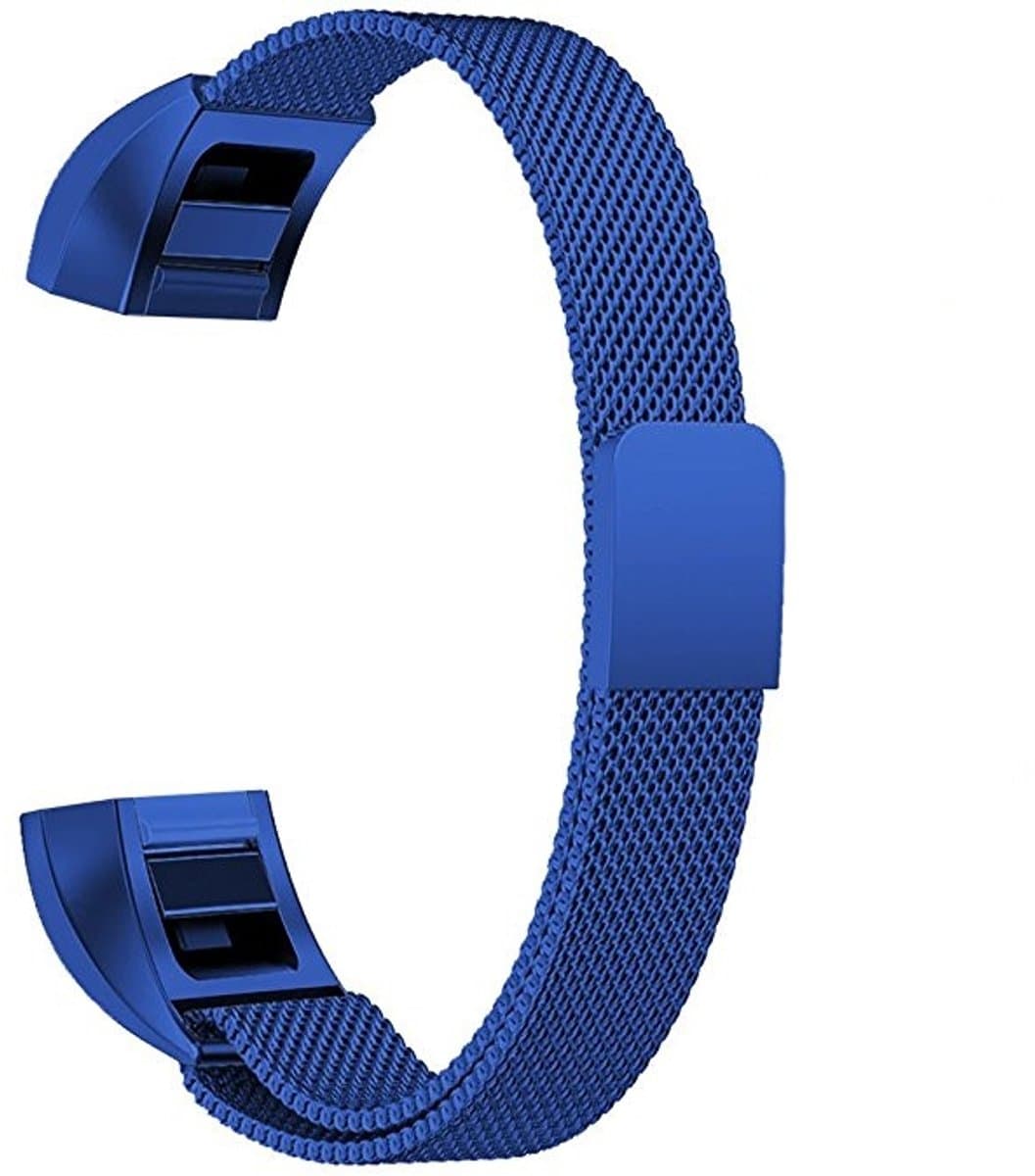 Magnetische polsband van roestvrij staal voor FITBIT Alta, maat: groot, 170-236 mm (blauw)