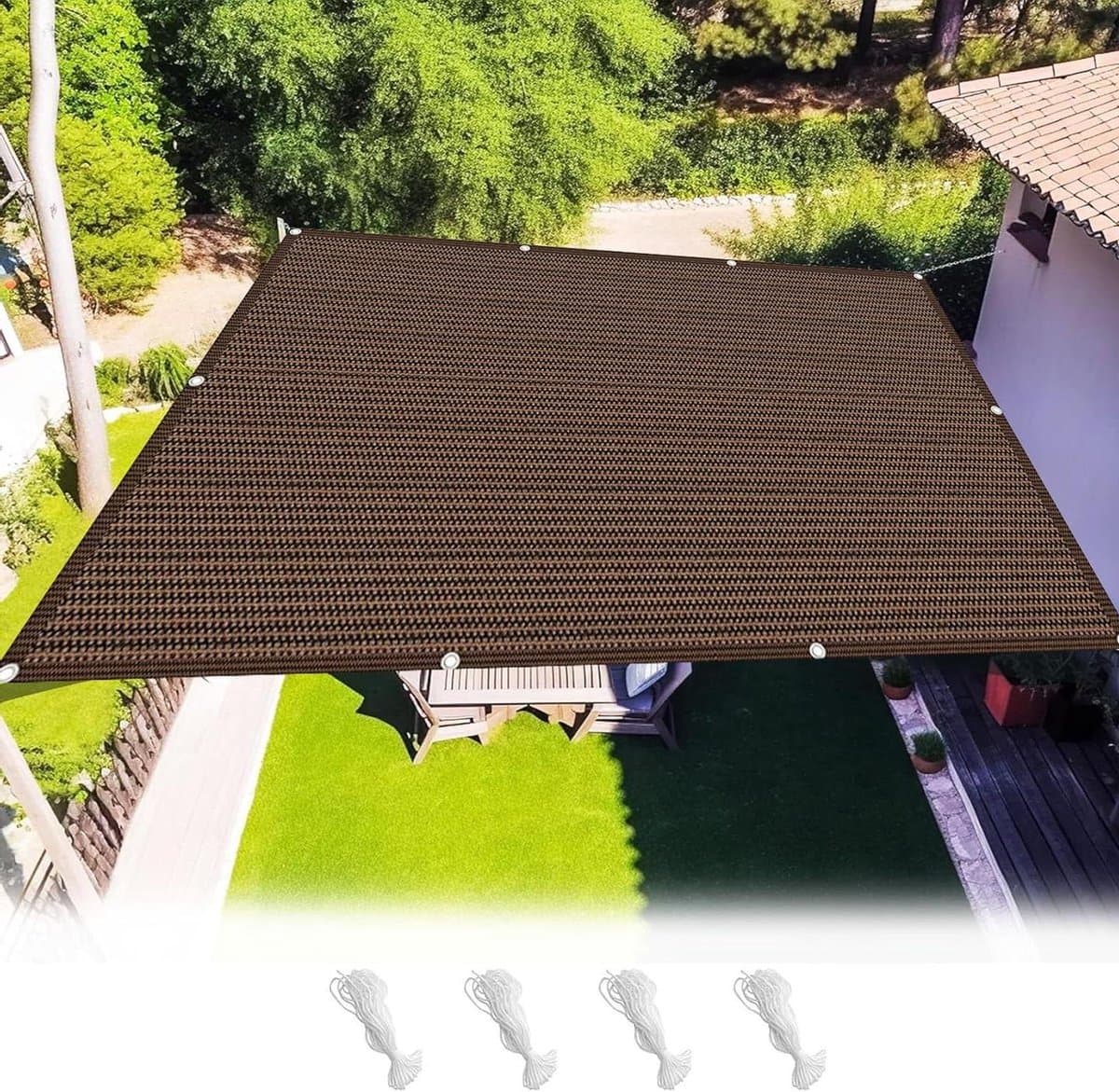 Schaduwzeil Rechthoek - Zonnedoek Ademend - Buitenruimte Creëren - Hoge Uv-Bescherming - 100 x 700 cm - Bruin