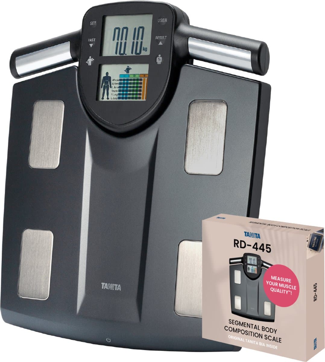 TANITA Personenweegschaal met Lichaamsanalyse - 21 professionele metingen - Segmentaal - Dual Frequency BIA - Grafiet - RD-445