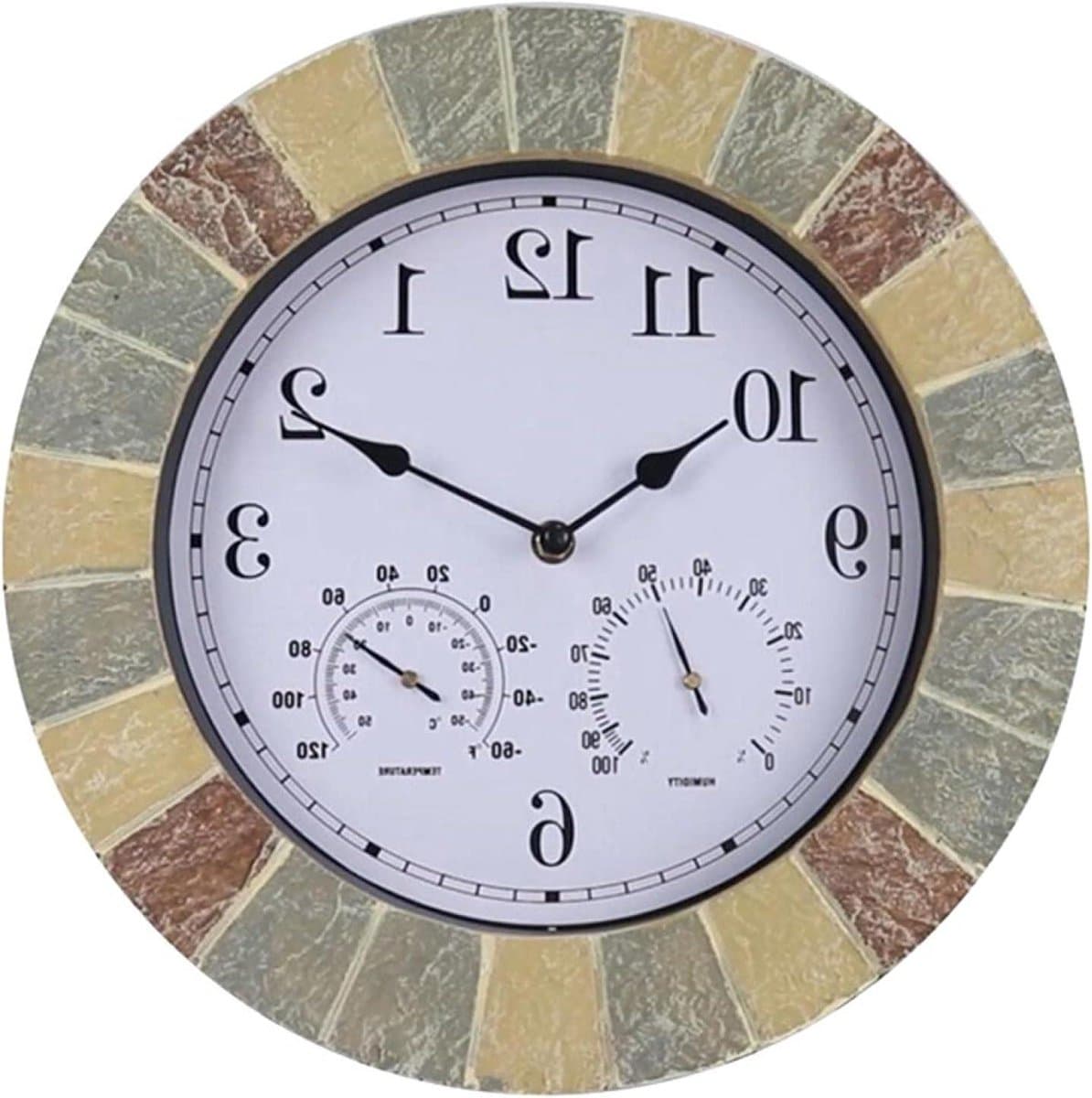Tuinklok met Thermometer - Wandklok Buiten - Weer Monitoren - Waterdicht Ontwerp - 34 cm - Zwart