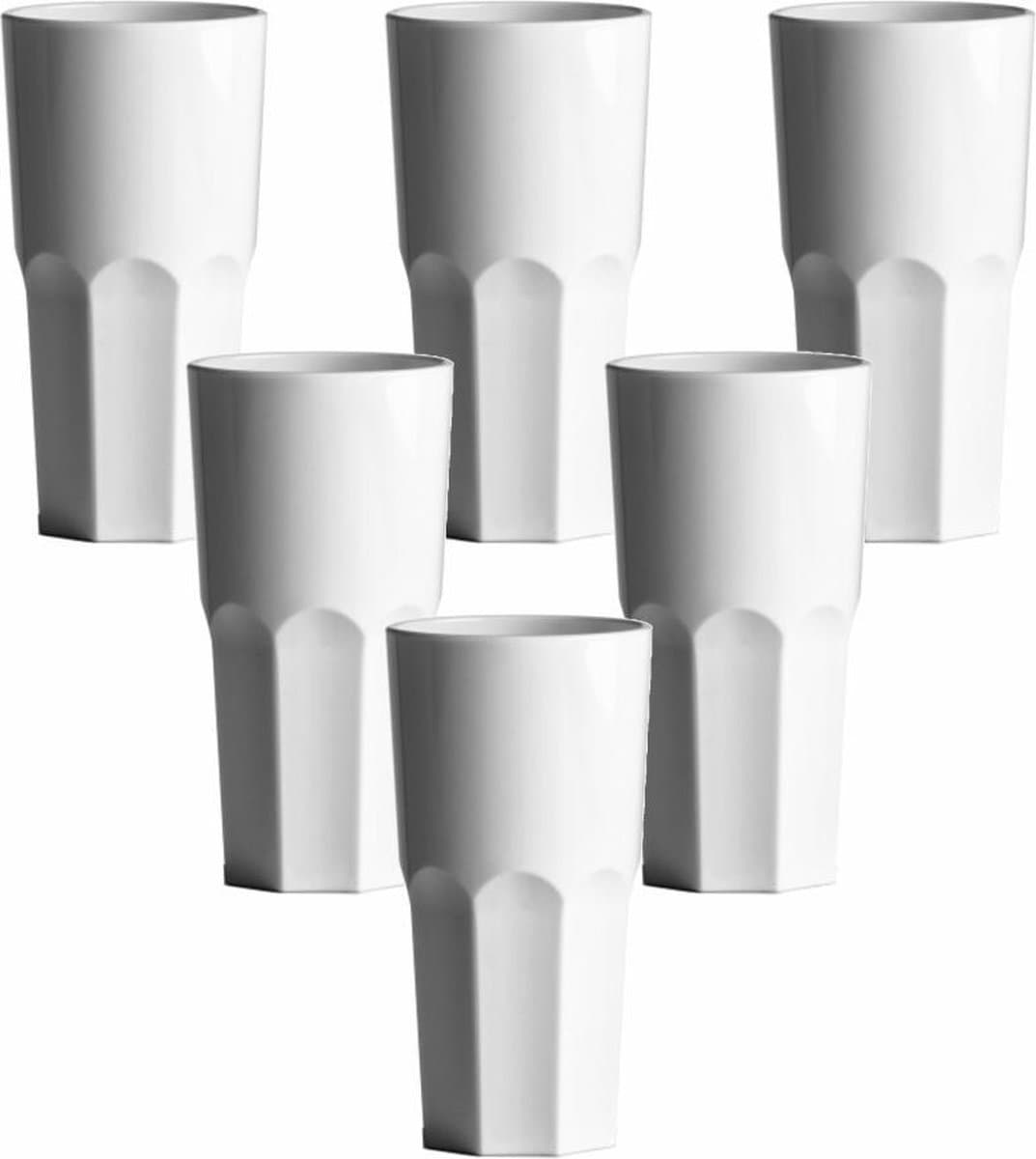 Plastic longdrinkglazen wit 30cl Onbreekbaar - 6 stuks