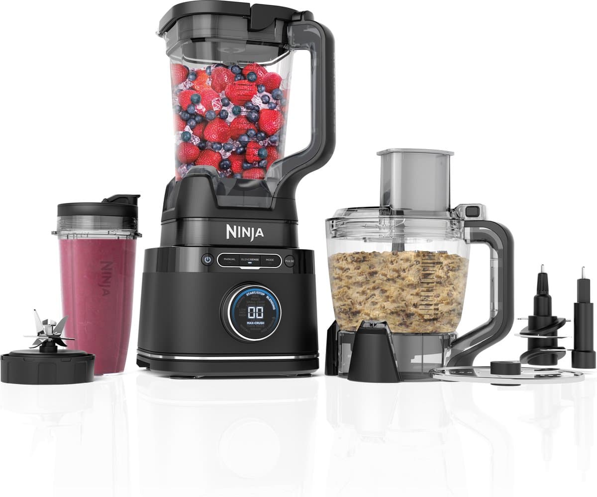 Ninja Detect 3-in-1 Foodprocessor, Blender en Smoothie Maker - BlendSense Technologie - 2024 Model - IJscrusher - 1200 Watt - TB401EU