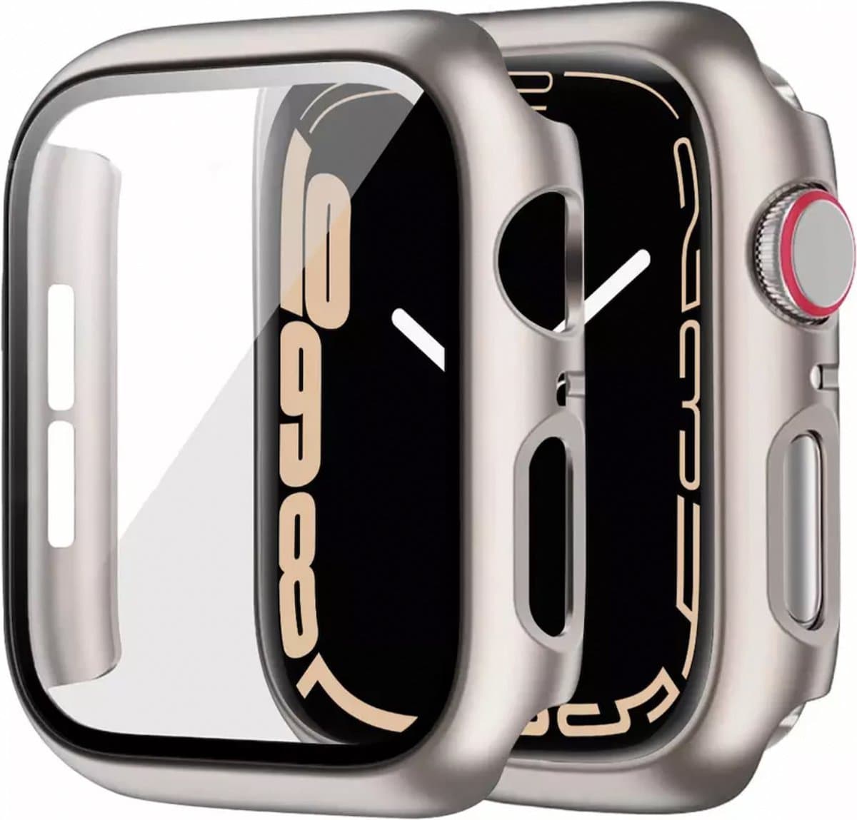 MY PROTECT - Hoesje Geschikt Voor Apple Watch Series 10 46mm - Bescherm Case & Screenprotector In 1 - Starlight