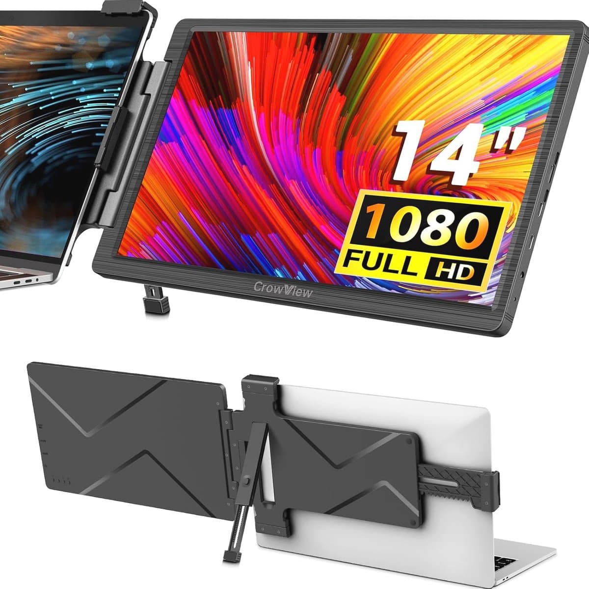 Draagbare monitor 14 inch - Laptop uitbreiding met FHD 1920 x 1080 resolutie en veelzijdige verbinding