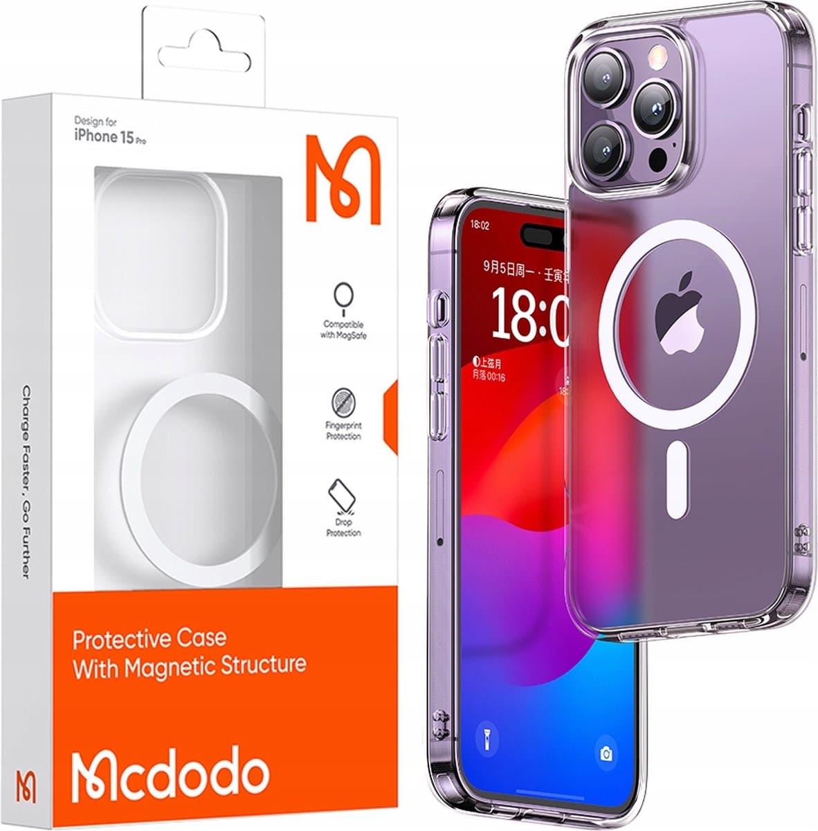 Mcdodo - Hoesje voor mobiele telefoon - Voor iPhone 15 Plus - Zwart