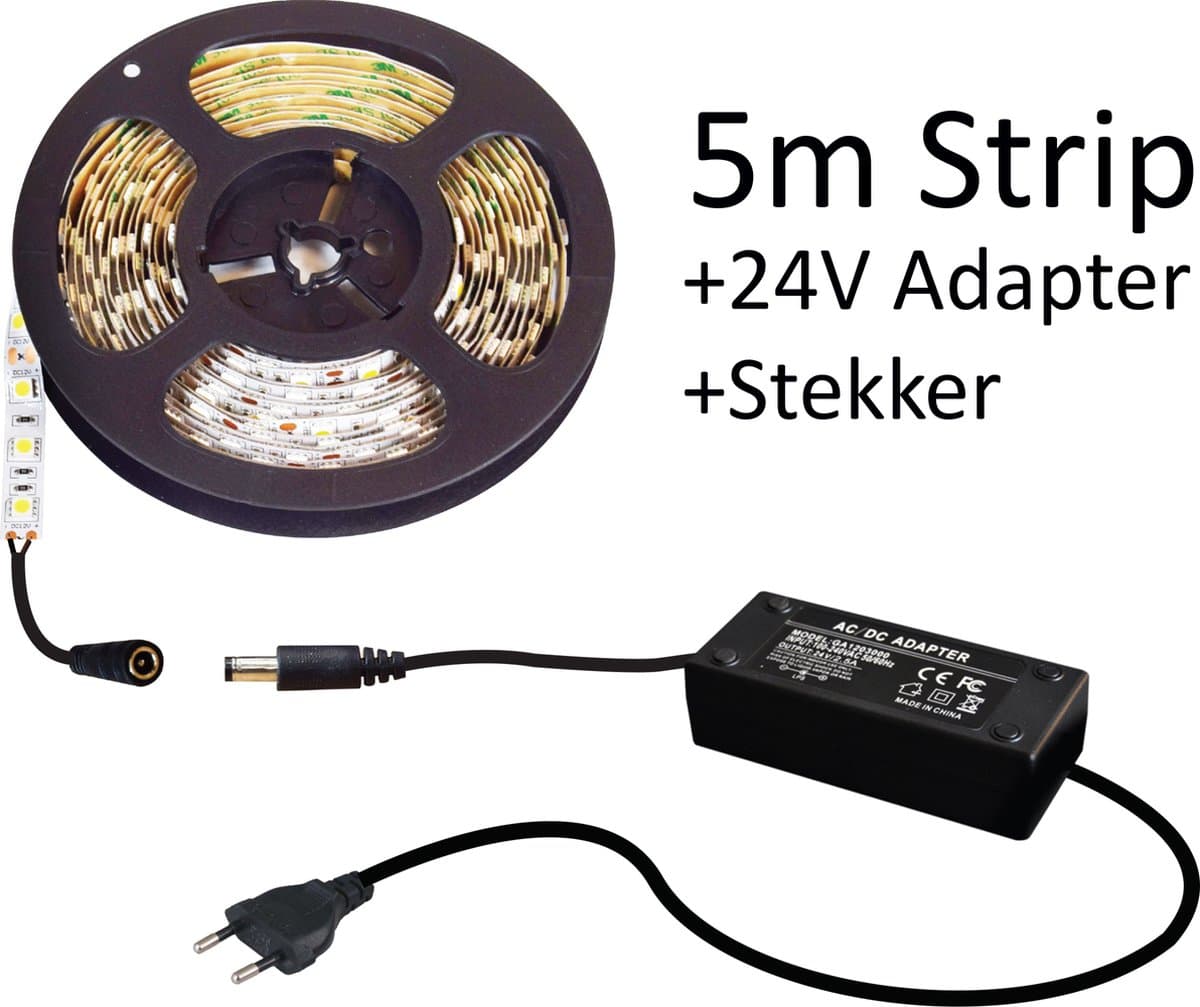 LED STRIP SET - LED Strip 3528 120 leds/mtr 3000K CRI90 24V 9.6W IP20