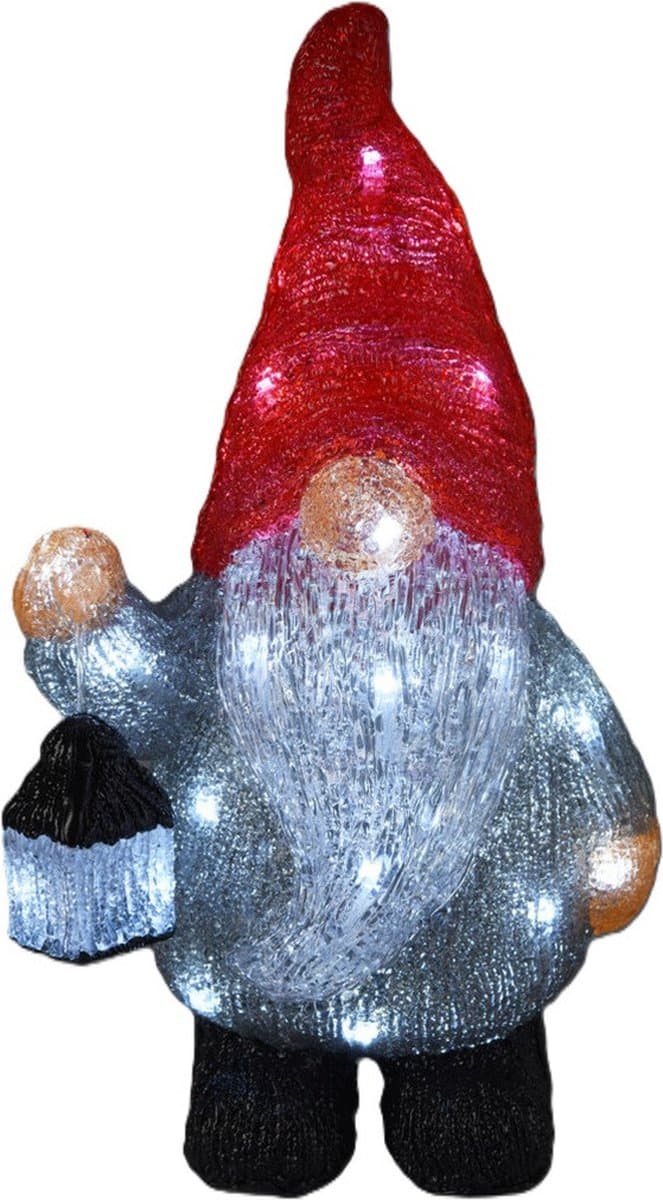 Christmas Decoration Kerstverlichting figuur - gnome/dwerg - 21 x 13,5 x 39 cm - LED