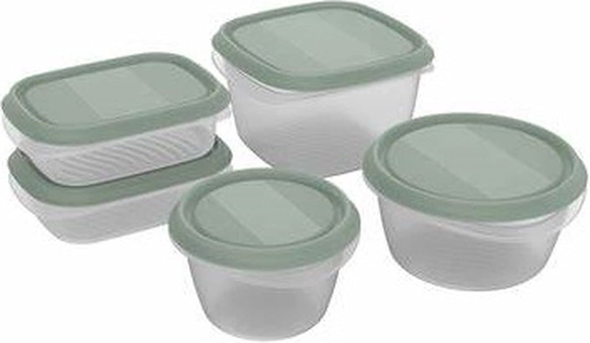 Rotho ELEMENTS Koelkast Bewaardoos Set 5-delig Mistletoe Groen/Transparant