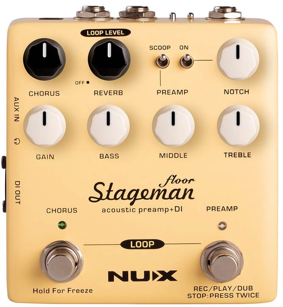 NUX NAP-5 akoestische voorversterker en DI, met ingebouwde chorus en looper STAGEMAN FLOOR