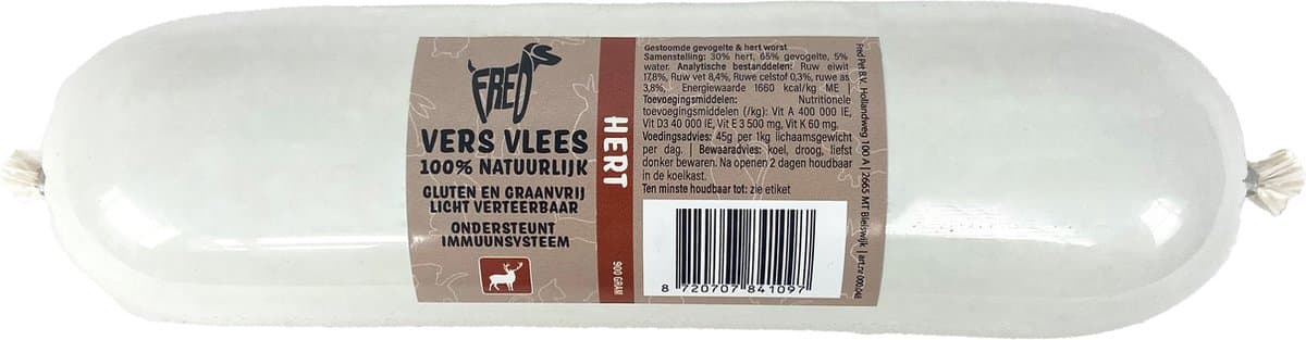 Freds Gestoomd Vers Vlees Worst Hert Graan En Glutenvrij