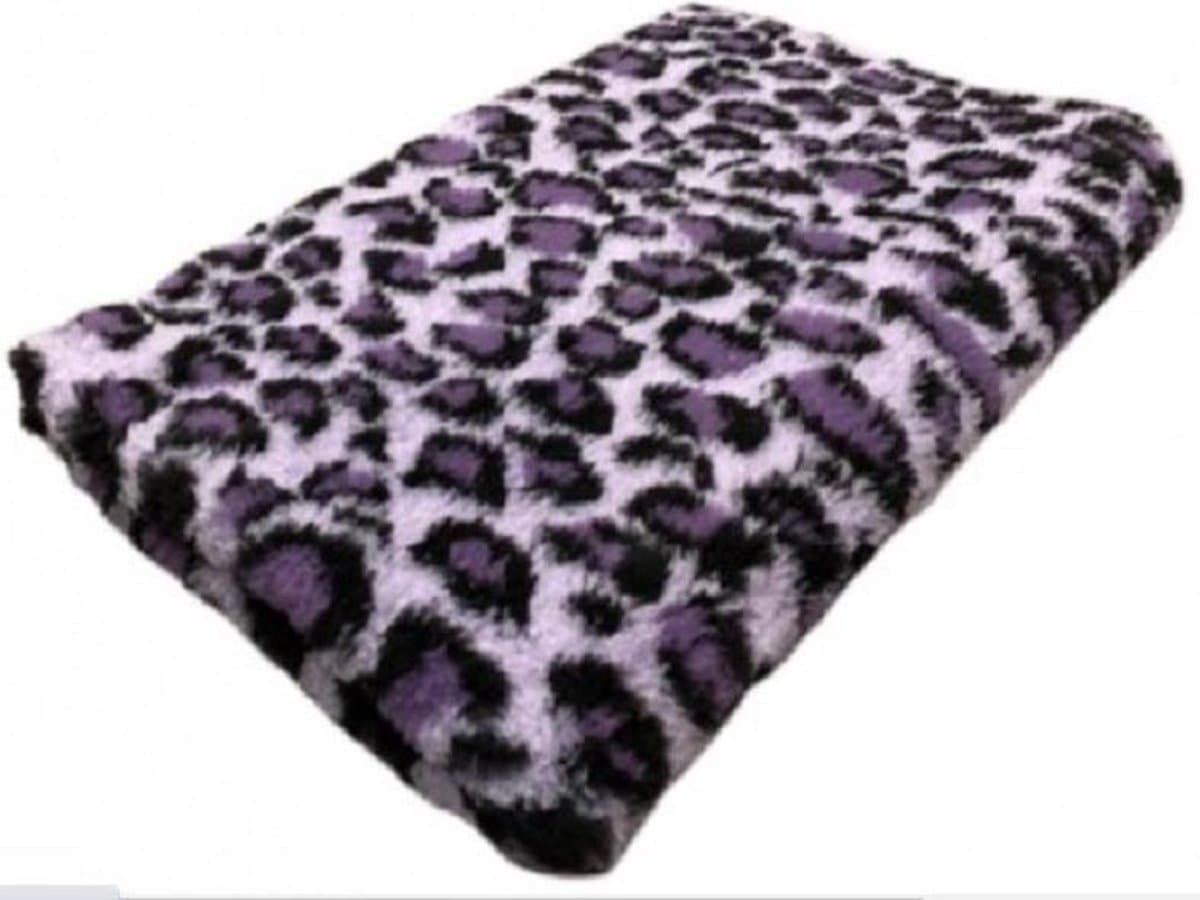 Vetbed - Dierenmat - Dierenkleed - Benchmat - Puppykleed - Luipaard Paars - Latex Anti Slip 150 x 100 cm - Machine wasbaar