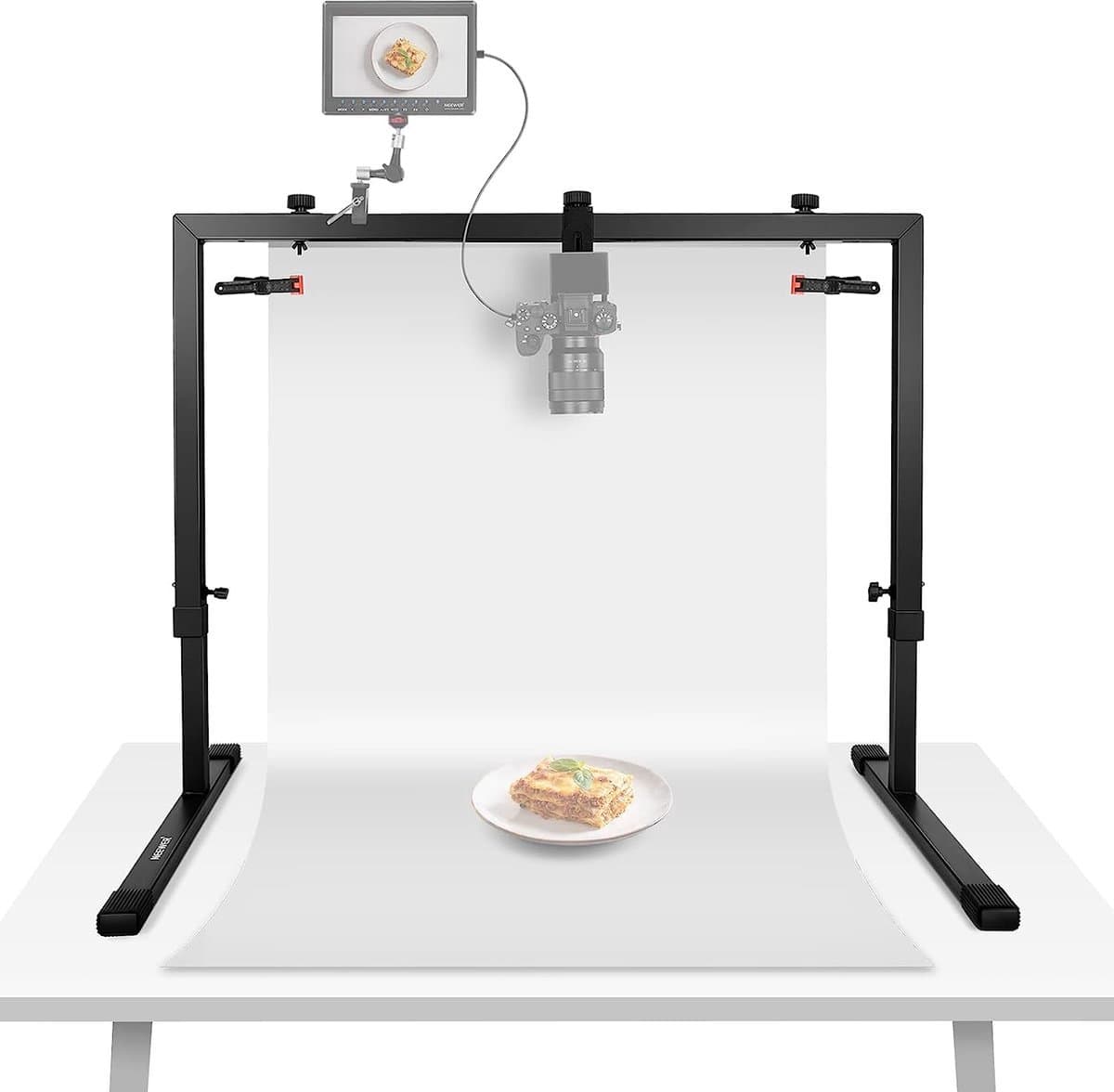 Top Head Camera Houder voor Top-naar-Bottom Opnamen - Stalen Tafelblad - Meerdere Montageplatforms voor Flatlay, Fotografie, Verlichting, Koken, Tekenen, Handwerken - Voor Tafels ≥ 1 m Lengte - X01NSK688